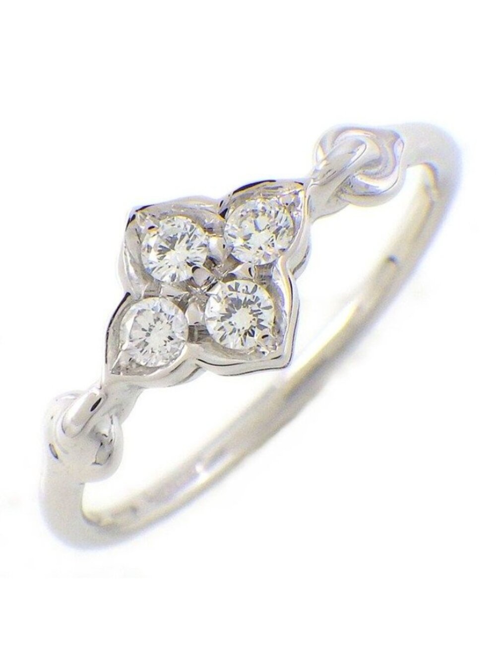 Cartier Ring Hindu Lotus Motif Diamond 18k White Gold